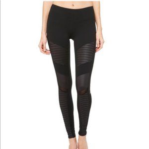 ALO Moto Leggings Black Gloss Size Small